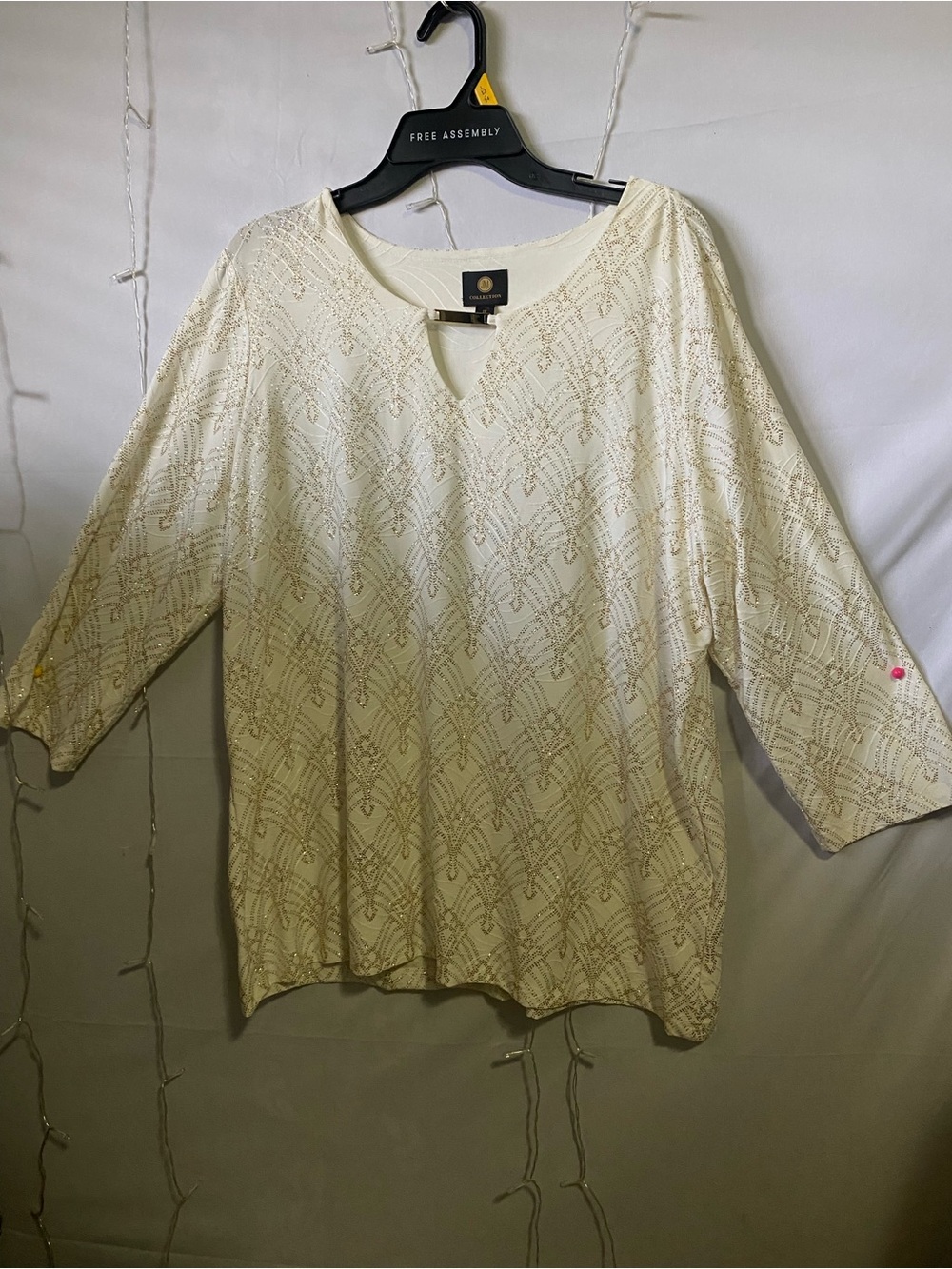 JM Collection Cream Sequin-Embellished Pullover Tunic